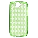 Premium Flexi Crystal Plastic Skin Snap-on Case for Google Nexus One 1 - Green Diamond Checkers Plaid Print