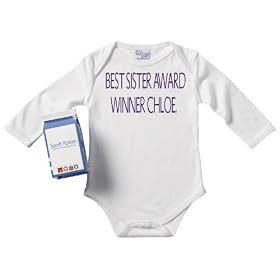 Spoilt Rotten - Best Sister Award Winner PERSONALISEDBody b�b�, 100 % coton bio : Tailles disponibles de 0 � 18 M, BLANC + jolie bo�te cadeau en forme de brique de lait