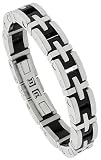 8 1/2 Gent's Surgical Steel & Rubber Link Bracelet 1/2 (13 mm) wide