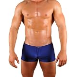 Mens Solid Faux Fly Boxer Swimsuit By Gary Majdell Sport