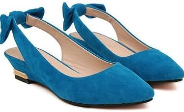 Suede Pointed Toe Chunky Heel Bowknot Flats