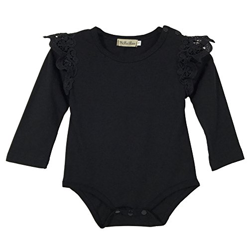 Infant Baby Girls Black Dress Full Sleeves Lace Romper