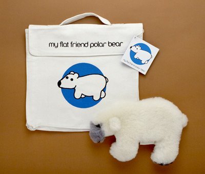 <br />Flat Friends Polar Bear with Cotton Drawstring Bag