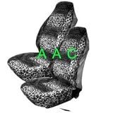 Set of 2 Universal-fit Animal Print Front Bucket Seat Cover - Snow Leopard