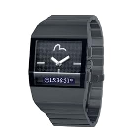 EVISU Mens Tezuka Black Ion-Plated Ana-Digi Stainless Steel Watch #EV-7013-22 by EVISU
