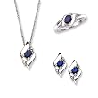 Diamond and Sapphire Fashion Jewelry Set in 10K White Gold