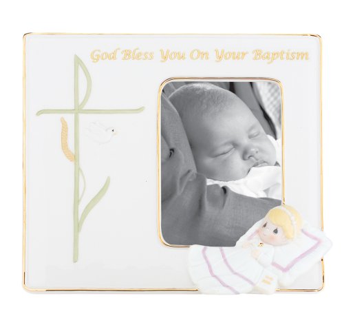 Precious Moments God Bless You On Your Baptism Girl Porcelain Photo Frame
