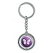 Purple Butterfly Spinning Round Metal Key Chain Keychain Ring
