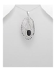 Bird Reconstructed stones Pendant Necklace In 92.5 Sterling Silver