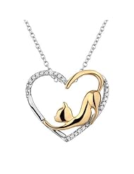 ASPCA(R) TenderVoices(R) Two-Tone Diamond Cat Heart Pendant 1/10ctw