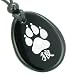 Lucky Wolf Paw Kanji Spiritual Amulet Black Onyx Wish Totem Gem Stone Necklace Pendant
