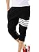 uxcell Mens Drawstring Elastic Waist Ribbing Detail Summer Capris Pants