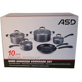 10pcs Non-stick Hard Anodized Cookware Set by ASD