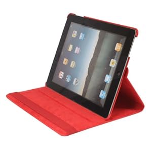 Sleep/wake Smart Cover Function 360 Rotation Bracket Board Holder Protective Case Red for Ipad 2