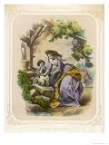 Straying Dog is Retrieved by Its Owner Giclee Poster Print by Compte-calix, 18x24