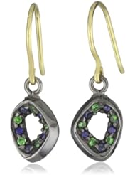Vicente Agor "Palais Bulles" Blue Sapphire, Tsavorite Oxidized Silver and Gold Twilight Drop Earrings