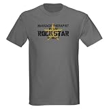 Massage Therapist Rock Star Humor Dark T-Shirt by CafePress