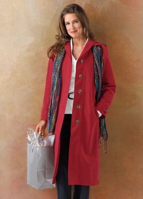 TravelSmith Womens Shawl-Collar Raincoat Red L