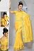 Yellow Art Silk Saree Sari fabric India Golden Border