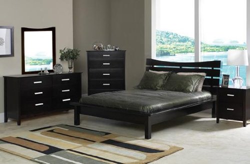 Black Contemporary 4PC Queen Size Bedroom Group