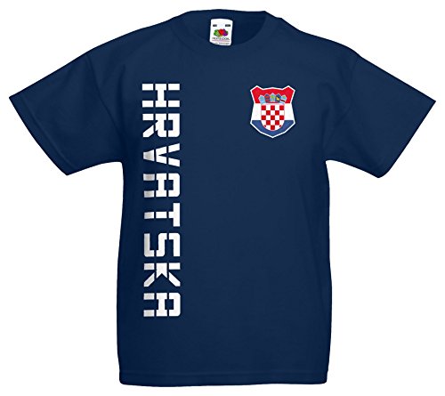 Kroatien Hrvatska Kinder EM 2016 T-Shirt Trikot Name Nummer (Navyblau, 104)