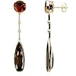 14K Yellow Gold Madeira Citrine, Smoky Quartz and Diamond Earrings