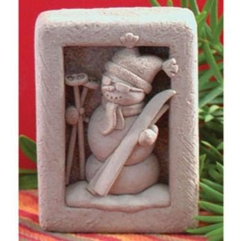Ski Dude Snowman Plaque Statue