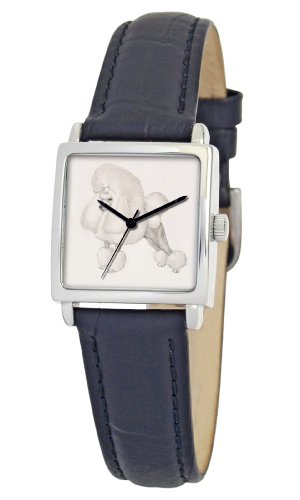 American Kennel Club Women's D1747S010 Poodle Silver-Tone Black Leather Watch