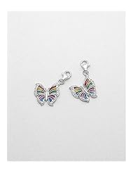 Butterfly Colored Enamel Charm In 92.5 Sterling Silver