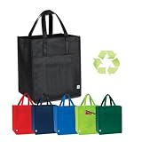 41YgKT89HbL. SL160  Non woven ECO All Purpose Pocket Shopper Tote Bag, Forest Green