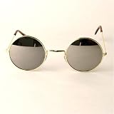 UB John Lennon Style Mirror Lens Sunglass w/ Drawstring Sunglass Pouch
