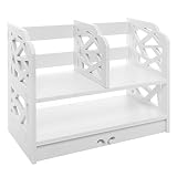 White Decorative Freestanding Book Shelf / 2 Tier Stand Alone Desk Organizer Decor Shelves - MyGift®