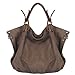 CLELO B406 Oversized Vintage Hobo Canvas Genuine Leather Tote Handbag Shoulder Bag