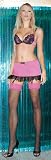 3Pc Lace Bra Top With Garter Skirt And Lycra Fishnet Thigh Hi