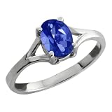 0.95 Ct Oval Blue Sapphire Mystic Topaz 18k White Gold Ring