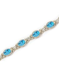 14kt Yellow Gold Oval Blue Topaz and Diamond Bracelet
