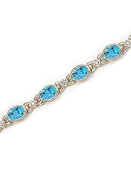 14kt Yellow Gold Oval Blue Topaz and Diamond Bracelet