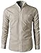 H2H Mens Casual Slim Fit Oxford Mandarin Collar Button-down Shirt With Pocket