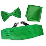 Kelly Green Pretied Bow Tie by Elite Solid green silk cummerbund sets