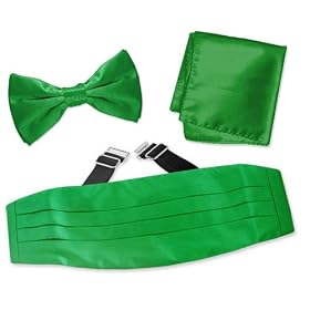 Kelly Green Pretied Bow Tie by Elite Solid green silk cummerbund sets