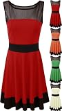 New Ladies Mesh Skater Flared Dress Womens Sleeveless Fitted Stretch Top Sizes 8/ 10 , 12 / 14