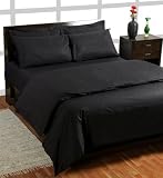 Homescapes 200 Thread Count Ultrasoft - Plain Black King Flat Sheet - King - 100% Egyptian Cotton Percale, Anti Dust Mite