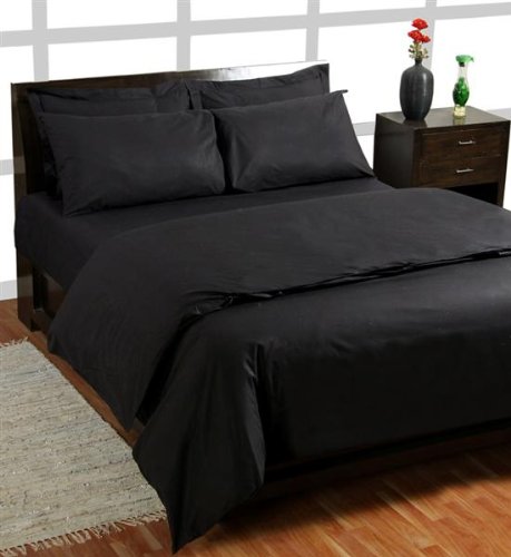 Homescapes 200 Thread Count Ultrasoft - Plain Black Duvet Cover - Single - 1 Housewife Pillowcase included - 100% Egyptian Cotton, Anti Dust Mite.