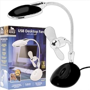 2 in 1 Laptop Desk LED Lamp and Fan in Black by Trademark Global
