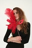 Black Silver or Red Glitter Masks Costume Mardi Gras Feather Mask With Stick