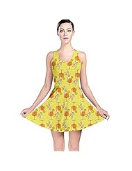 Polyester/Spandex Cocktail Stretchy Tropical Print Skater Dress 