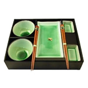 8 Pieces Japanese Green Color Dinnerware Set