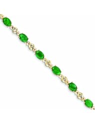 7.9 Carat 14K Gold Diamond and Emerald Bracelet