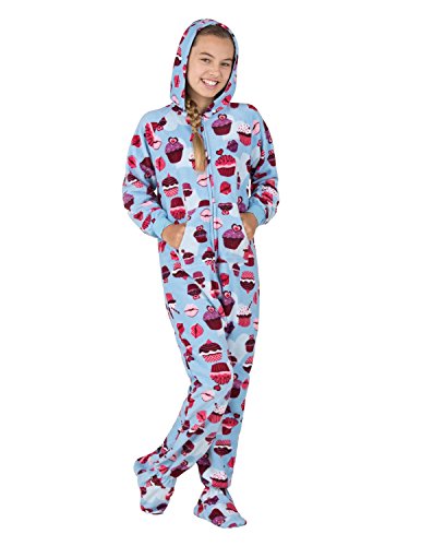 Footed Pajamas - Blue Cupcakes Kids Hoodie Fleece