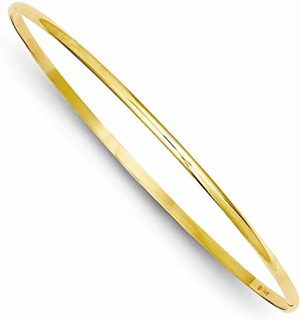 14k Yellow Gold 2mm Solid Polished Half-Round Slip-On Bangle